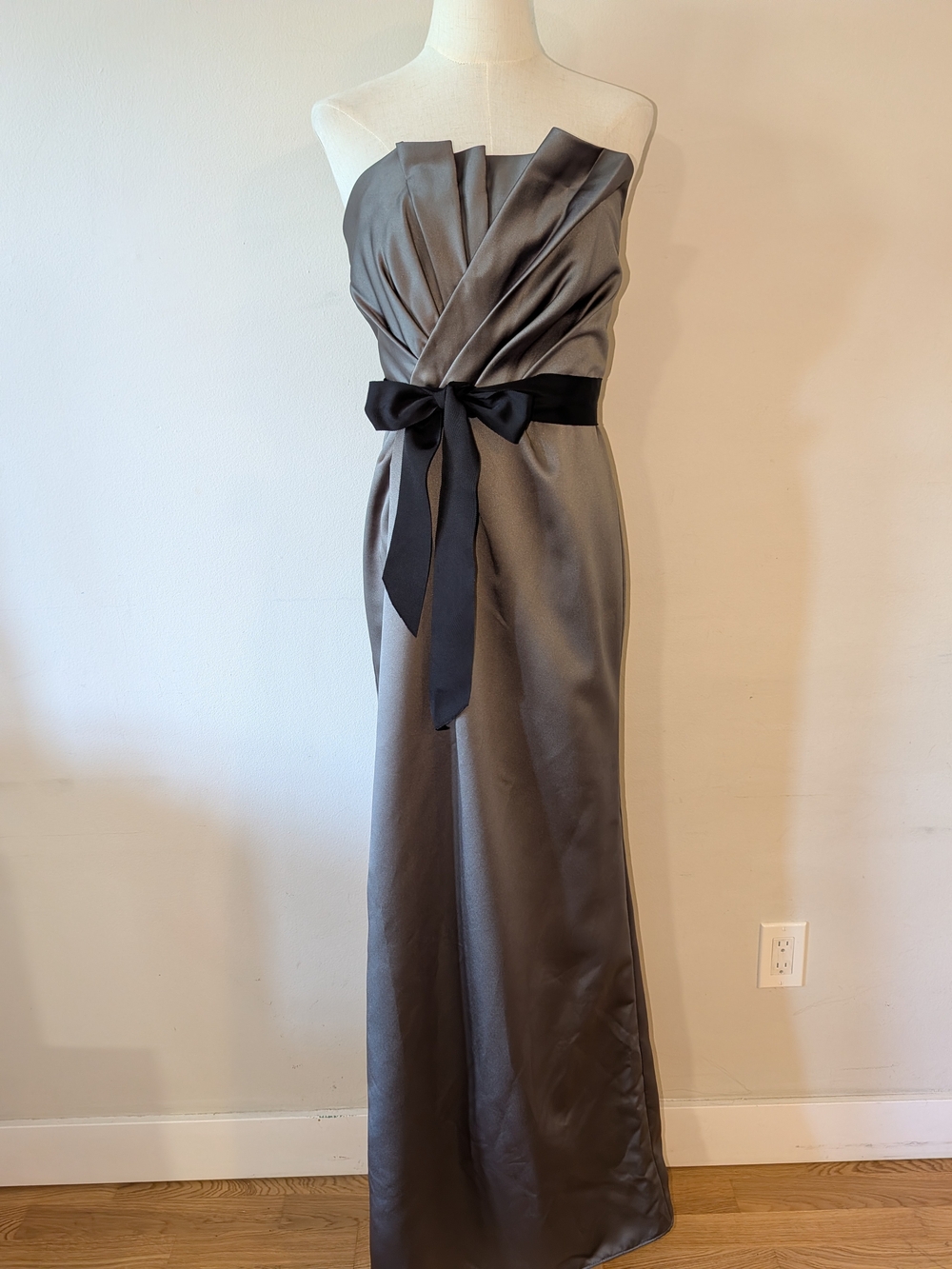 White by Vera Wang Strapless Draped Satin Gown